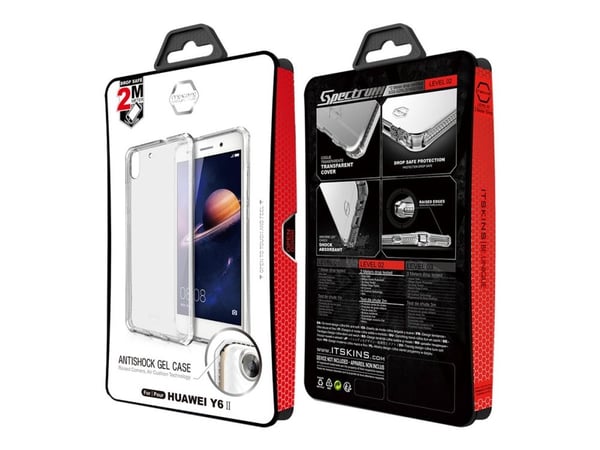 ITSKINS Spectrum Clear Antimicrobial - Baksidedeksel for mobiltelefon - termoplast-polyuretan (TPU), Impacthane - gjennomsiktig - for Huawei Y6II