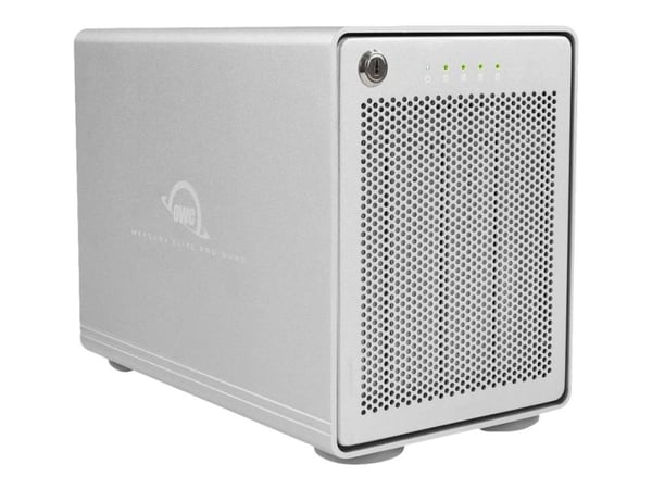 OWC Mercury Elite Pro Quad harddiskkabinett 4-brønns SATA-600 USB 3.2 Gen 2 sølv