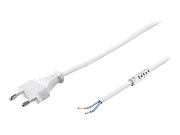 goobay - Strömkabel - Eurokontakt (hane) till blank tråd - 250 V - 1.5 m - vit