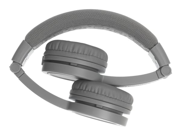 Onanoff BuddyPhones Explore+ - Hörlurar med mikrofon - på örat - kabelansluten - 3,5 mm kontakt - grå har betydelse