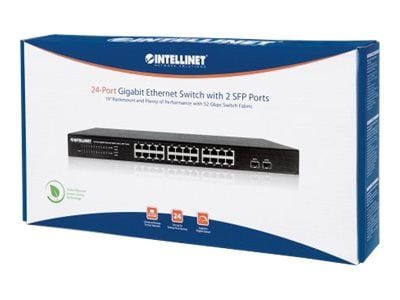 INTELLINET 24-portars Gigabit Ethernet-switch med 2 SFP-portar