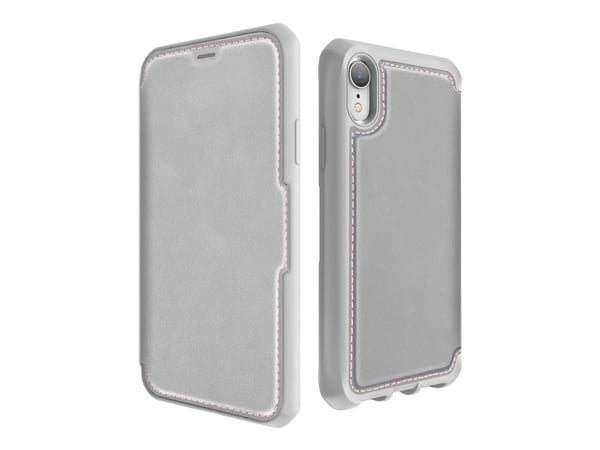 ITSKINS HYBRID // FOLIO - Lommebok for mobiltelefon - helnarvet lær - grå, rosa - 6.1" - for Apple iPhone XR