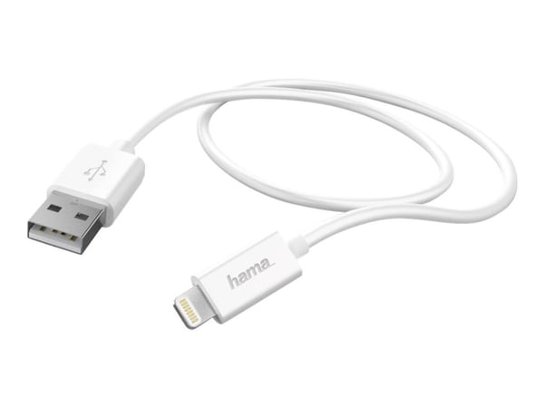 Hama Basic Line Charging/Data Cable - Lightning-kabel - Lightning hann til USB hann - 1 m - hvit