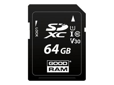 GOODRAM S1A0 - Flashminnekort - 64 GB - Video Class V30 / UHS-I U1 / Class10 - SDXC UHS-I