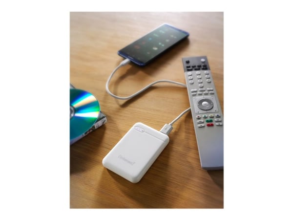 Intenso Powerbank XS5000 - Strømbank - 5000 mAh - 2.1 A - 2 utgangskontakter (USB, USB-C) - på kabel: USB-C - hvit