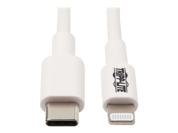 Tripp Lite M102-003-WH, 0,9 m, Lightning, USB C, Uros, Uros, Valkoinen