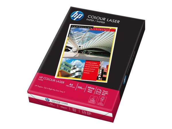 HP Color Laser Paper - A4 (210 x 297 mm) - 100 g/m² - 500 ark vanligt papper - för Color LaserJet 85XX; LaserJet 10XX, P2055; Officejet J4624, J641...