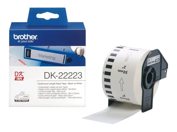 Brother DK-22223 - Papir - svart på hvitt - Rull (5 cm x 30,5 m) 1 rull(er) sammenhengende etiketter - for Brother QL-1050N, QL-500A, QL-550, QL-56...
