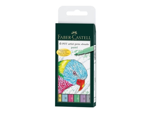 Faber-Castell PITT Artist Pen - Penselpenna - permanent - assorted pastel colors - india bläck (paket om 6)