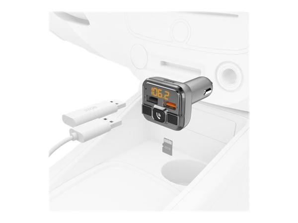 Hama - Bluetooth håndfri / FM-sender / lader for mobiltelefon, nettbrett - sølv