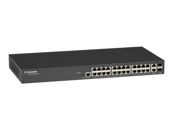 Black Box - Kytkin - L2+ - Järjestelmänvalvoja - 24 x 10/100/1000 + 2 x yhdistelmä Gigabit SFP - monterbar på stativ