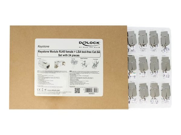 Delock Keystone-moduuli - Modulaarinen insertti - CAT 6a - STP - RJ-45 (24 kpl) - P/N: 43277, 43278, 43280, 86211 varten