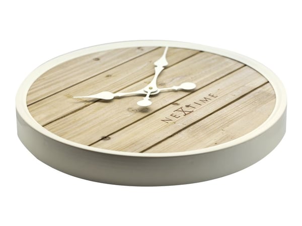 Nextime Plank - Klokke - kvarts - veggmonterbar - 50 cm - naturtre - ramme: hvit