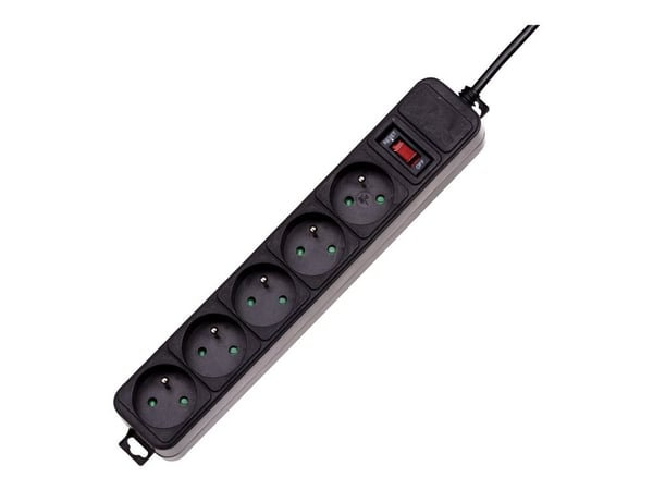 Akyga AK-SP-05A - Overspenningsavleder - AC 250 V - 2500 watt - utgangskontakter: 5 - 1.8 m kabel - svart