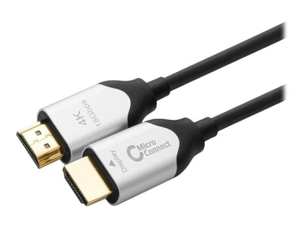 MicroConnect Premium - HDMI-kabel med Ethernet - HDMI hane till HDMI hane - 100 m - hybrid koppar/fiberoptisk - svart - hybrid aktiv optisk kabel, ...
