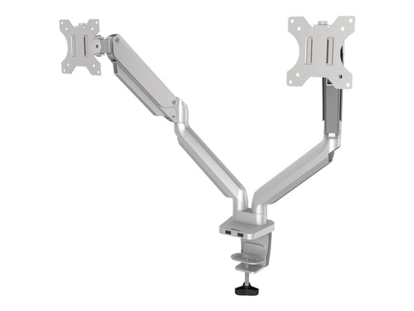 Fellowes Platinum Series - Monteringssett - justerbare dobbeltarmer - for 2 skjermer - aluminium - sølv - skjermstørrelse: inntil 27" - skrivebords...
