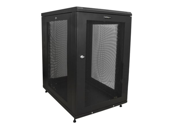 StarTech.com RK1833BKM, Itseseisova teline, 18U, 450 kg, Näppäinlukko, Tehostunut kaapelinhallinta, Castor-pyörät
