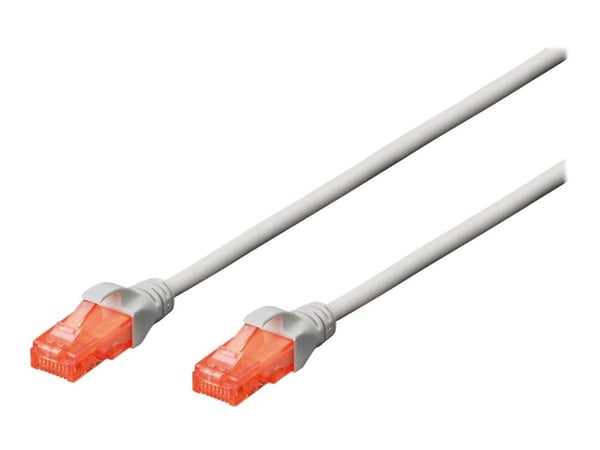 DIGITUS Professional - Koblingskabel - RJ-45 (hann) til RJ-45 (hann) - UTP - CAT 6 - med støvel, uten hindringer - grå