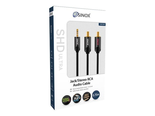 Sinox ULTRAHD - Lydkabel - mini-phone stereo 3.5 mm hann til RCA hann - 75 cm - svart