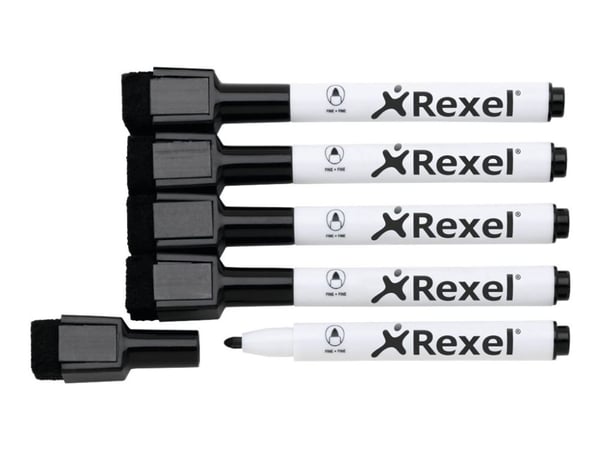 Rexel JOY - Markør - ikke-permanent - for whiteboard - svart - fin - med viskelær (en pakke 6) Rexel JOY - Markør - ikke-permanent - for whiteboard - svart - fin - med viskelær (en pakke 6)