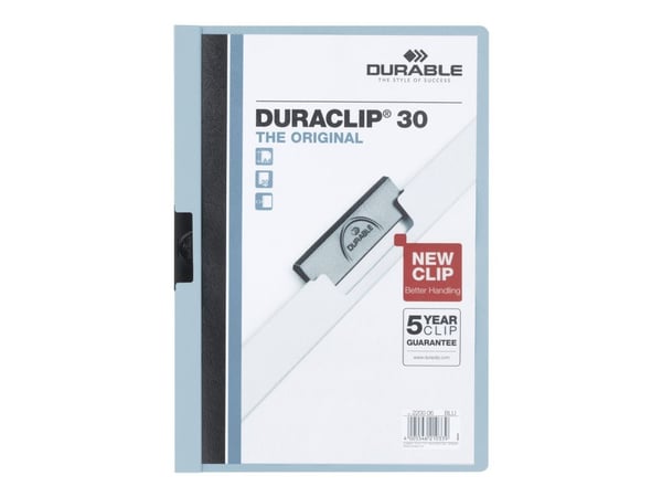 DURABLE DURACLIP 30 - Klipsfil - for A4 (210 x 297 mm) - kapasitet: 30 ark - blå med transparent frontdeksel