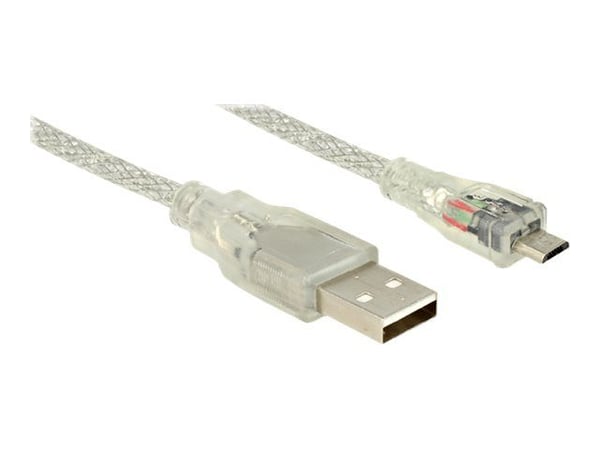 Delock - USB-kabel - Micro-USB type B (hann) til USB (hann) - USB 2.0 - 1 m - gjennomsiktig