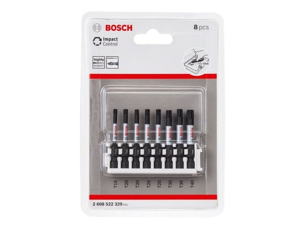 Bosch Impact Control - Spissett for skrutrekker - 8 deler - torx - T15, T20, T25, T30, T40 - heksagonal - lengde: 50 mm