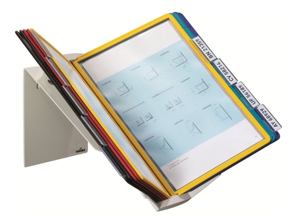 DURABLE VARIO PRO - Displaypanelsystem - veggmonterbar, stasjonær - 10 rom - for A4 - svart, gul, rød, grønn, mørk blå
