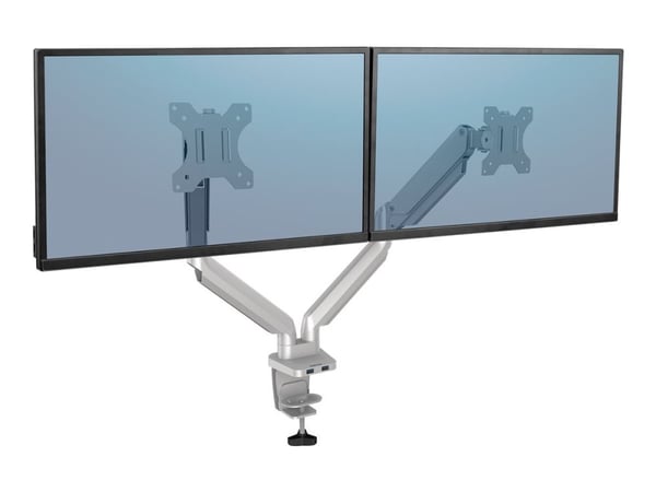 Fellowes Platinum Series - Monteringssett - justerbare dobbeltarmer - for 2 skjermer - aluminium - sølv - skjermstørrelse: inntil 27" - skrivebords...