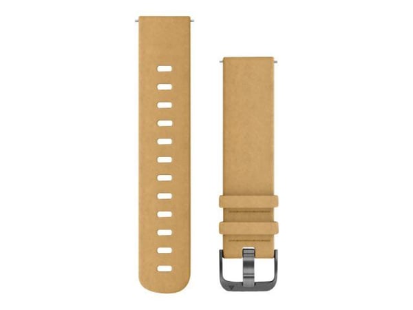 Garmin Quick Release Band - KlocKräm för smart klocka - 127 - 204 mm - tan suede, järnvaror i skiffer - för Approach S40; ForeAthlete 645 Music; Fo...