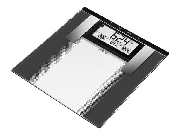 Sanitas SBG 21, Sähkökäyttöinen henkilövaaka, 180 kg, kg/lb, Hopea, Lasi, Napauta