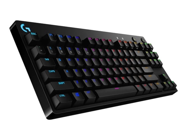 Logitech Pro - Tastatur - bakgrunnsbelyst - USB - QWERTY - Storbritannia - tastsvitsj: GX Blue Clicky - svart