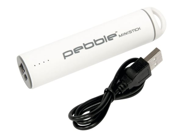 Veho Pebble Ministick - Strømbank - 2200 mAh - 1 A (USB) - på kabel: Micro-USB - hvit