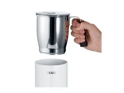 Graef MS 701, Kädessä pidettävä sähköinen maidonvaahdotin, Valkoinen, Ruostumaton teräs, Ruostumaton teräs, 400 ml, 350 ml, 0,2 L