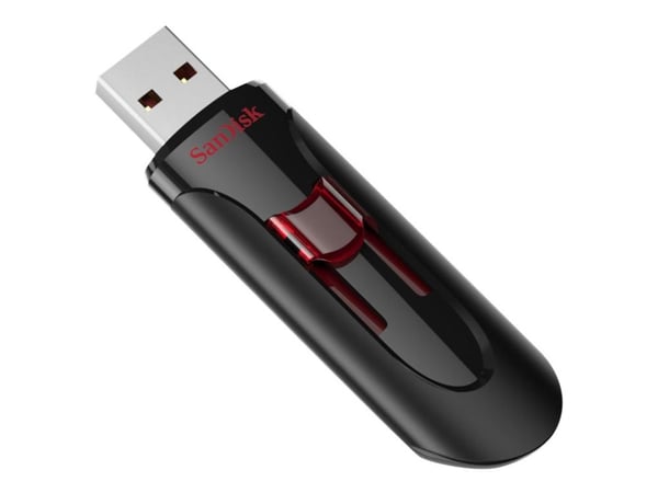 SanDisk UFM 128GB USB CRUZER GLIDE 3.0, 128 GB, USB A-tyyppi, 3.2 Gen 1 (3.1 Gen 1), Liuku, Musta, Punainen
