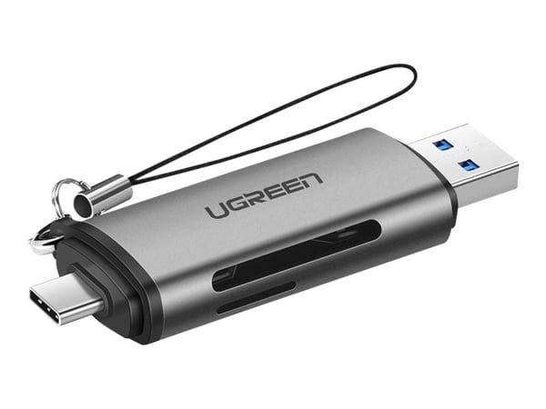 Ugreen - Kortleser - 2-i-1 (microSD, microSDHC, microSDXC, MMC, RS-MMC, SD, SDHC, SDXC) - USB 3.0/USB-C