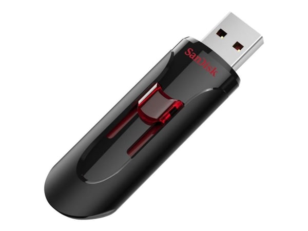 SanDisk UFM 128GB USB CRUZER GLIDE 3.0, 128 GB, USB A-tyyppi, 3.2 Gen 1 (3.1 Gen 1), Liuku, Musta, Punainen