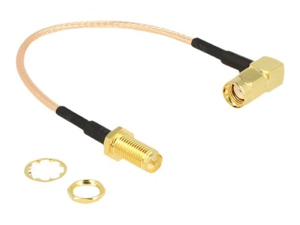 DeLOCK 0.16m, 2xRP-SMA, 0,16 m, RG-316, RP-SMA, RP-SMA, Musta, Kulta, Läpinäkyvä