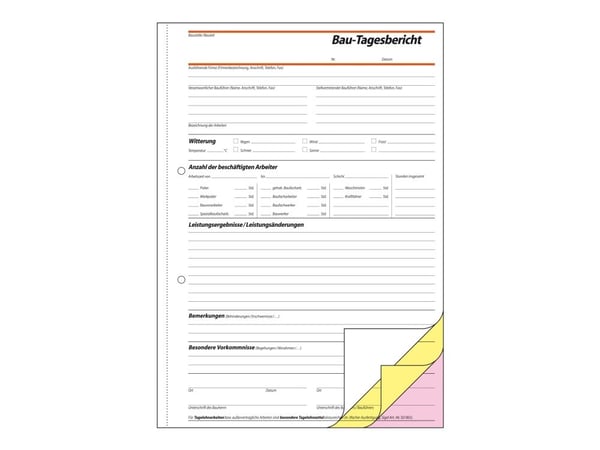 Sigel - Byggedagbok - 40 ark - A4 (210 x 297 mm) - triplikat - karbonfri