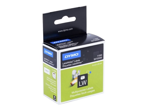 Universaletikett, Dymo LabelWriter, 13 x 25 mm, 1 000 etiketter