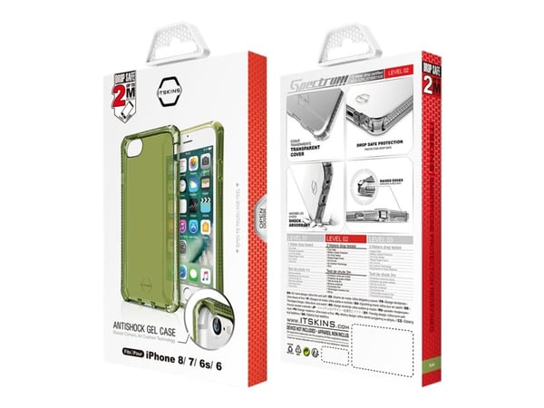 ITSKINS Spectrum Clear Antimicrobial - bakdeksel til mobiltelefon - termoplastisk polyuretan (TPU), Impacthane - klar, khaki - for Apple iPhone 6, ...