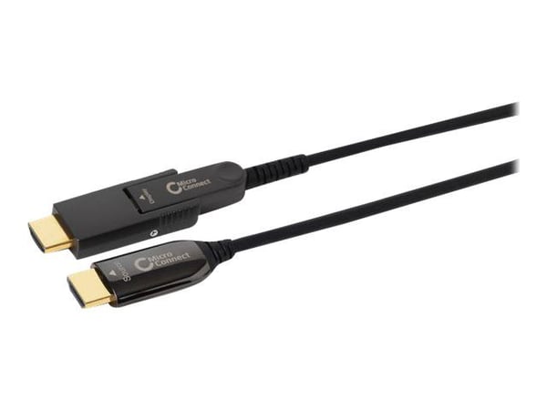 MicroConnect Premium - Sett for HDMI-kabel med Ethernet - hybridkobber / fiberoptikk - svart - aktiv optisk hybridkabel, støtte for Dolby TrueHD, 4...