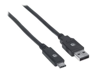 Manhattan USB-C to USB-A Cable, 2m, Male to Male, 5 Gbps (USB 3.2 Gen1 aka USB 3.0), 3A (fast charging), SuperSpeed USB, Black, Lifetime Warranty, ...