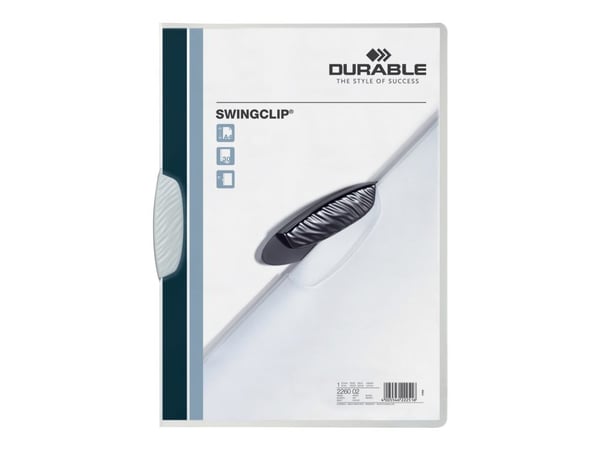 DURABLE SWINGCLIP - Klipsfil - for A4 (210 x 297 mm) - kapasitet: 30 ark - transparent med hvit klips