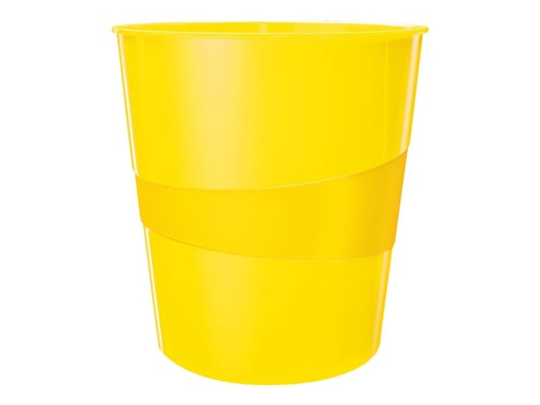 Esselte-Leitz LEITZ papirkurv WOW, laget av plast, 15 liter, gul rund, høyglans, integrert bærehåndtak, glatt innside - 1 stk (5278-10-16) Esselte-Leitz LEITZ papirkurv WOW, laget av plast, 15 liter, gul rund, høyglans, integrert bærehåndtak, glatt innside - 1 stk (5278-10-16)