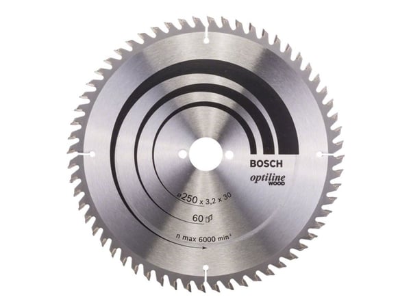 Bosch Optiline Wood - Sirkelformet sagblad - for tre - 250 mm - 60 tenner