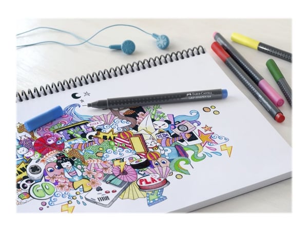 Fiberpen Faber-Castell Grip Finepen 0,4 mm med 20 stk. ass. farver