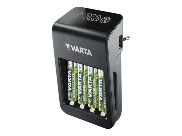 Varta LCD Plug Charger+ 4x 56706 Laturi pyöreille NiMH R03 (AAA), R6 (AA), 9 V lohkoparistoille
