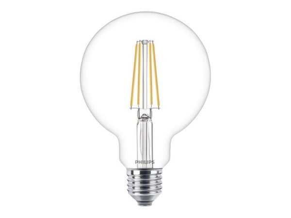 Philips - LED-lyspære - form: globus - klar finish - E27 - 7 W (ekvivalent 60 W) - klasse A++ - varmt hvitt lys - 2700 K