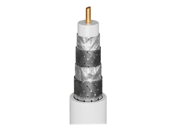goobay - Antennekabel - F-kopling hann til F-kopling hann - 5 m - firenivåsskjerming - 135 dB - hvit - solid